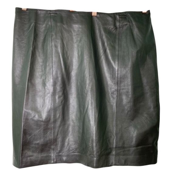 Talbots Woman Grey Brown Genuine Leather Paneled Skirt...